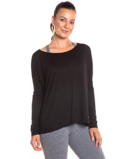 Blusa Quadrada Manga Longa Decote Careca em Viscolycra Preto Blusa Quadrada Manga Longa Decote Careca em Viscolycra Preto