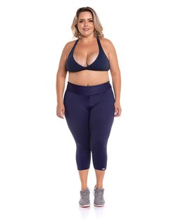 Calça capri básica tecido leve amni com cós anatômico azul marinho Calça capri básica tecido leve amni com cós anatômico azul marinho