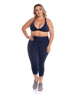 Calça capri básica com cós anatômico suplex azul marinho Calça capri básica com cós anatômico suplex azul marinho
