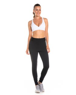 Calça legging com saia cós anatômico preto Calça legging com saia cós anatômico preto