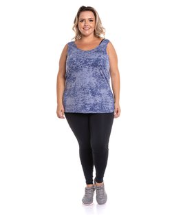 Regata plus size com abertura lateral estampa devore jeans Regata plus size com abertura lateral estampa devore jeans