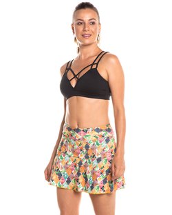 Shorts Saia Godê com Barra de Silicone estampado losango floral Shorts Saia Godê com Barra de Silicone estampado losango floral
