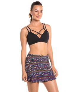 Shorts Saia Godê com Barra de Silicone estampado étnico indígena Shorts Saia Godê com Barra de Silicone estampado étnico indígena