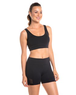 Shorts com recorte e detalhe em elástico na lateral preto Shorts com recorte e detalhe em elástico na lateral preto