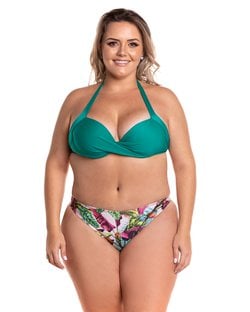 Calcinha de biquíni básica com lateral média estampada marrakesh folhagem Calcinha de biquíni básica com lateral média estampada marrakesh folhagem