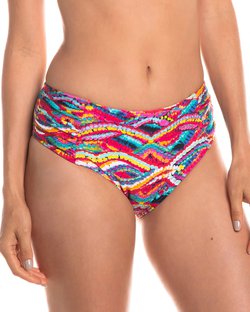 Calcinha de biquíni com drapeado na lateral estampada olho de peixe Calcinha de biquíni com drapeado na lateral estampada olho de peixe