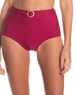 Calcinha de biquíni hot pants cintura alta com cinto bordô Calcinha de biquíni hot pants cintura alta com cinto bordô