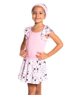 Saia de Ballet Infantil Básica com Cós Estampa Sombra Chinesa Rosa Saia de Ballet Infantil Básica com Cós Estampa Sombra Chinesa Rosa