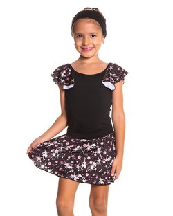 Saia de Ballet Infantil Básica com Cós Estampa Sombra Chinesa Preto Saia de Ballet Infantil Básica com Cós Estampa Sombra Chinesa Preto