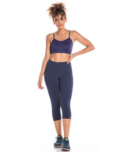 Top Fitness Tipo Faixa com Alças Finas e Bojo Fixo em Amni Azul Marinho Top Fitness Tipo Faixa com Alças Finas e Bojo Fixo em Amni Azul Marinho