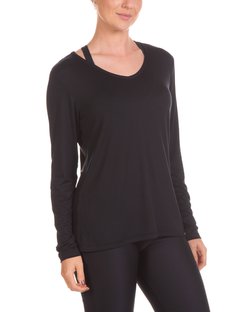 Baby look manga longa mais soltinha decote v splend preto Baby look manga longa mais soltinha decote v splend preto