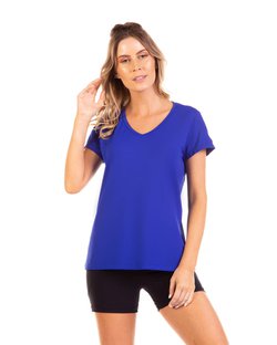 Blusa Baby Look Mais Soltinha Decote V em Dry Fit Zaffiro Blusa Baby Look Mais Soltinha Decote V em Dry Fit Zaffiro