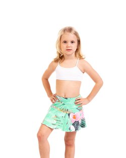 Shorts Saia Godê Infantil Estampa Folhagem Jornal Shorts Saia Godê Infantil Estampa Folhagem Jornal