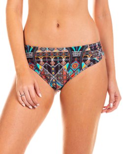 Calcinha de Biquíni com Drapeado Mais Fino na Lateral Tribal Color Calcinha de Biquíni com Drapeado Mais Fino na Lateral Tribal Color