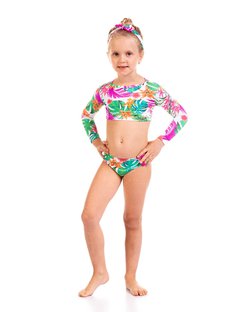 Conjunto Praia Infantil Cropped Manga Longa Calcinha e Faixa de Cabelo Estampa Jardim Secreto Conjunto Praia Infantil Cropped Manga Longa Calcinha e Faixa de Cabelo Estampa Jardim Secreto