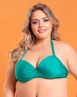Biquíni Top Praia Frente Única Plus Size com Base Transpassada Malaquita Biquíni Top Praia Frente Única Plus Size com Base Transpassada Malaquita