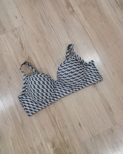 Top Praia Plus Size com Alça Fixa e Costas de Amarrar Estampa Pied de Poule Top Praia Plus Size com Alça Fixa e Costas de Amarrar Estampa Pied de Poule