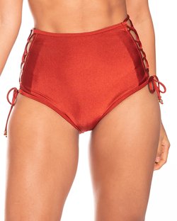 Calcinha de Biquíni Hot Pants Cintura Alta com Trançado na Lateral Líquor Calcinha de Biquíni Hot Pants Cintura Alta com Trançado na Lateral Líquor