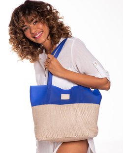 Bolsa de Praia em Silicone com Tecido Azul Bic Bolsa de Praia em Silicone com Tecido Azul Bic