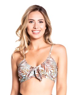 Top Praia Estilo Camisetinha com Laço Bojo Removível e Alças Reguláveis Estampa Animal Nude Top Praia Estilo Camisetinha com Laço Bojo Removível e Alças Reguláveis Estampa Animal Nude