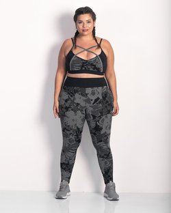 Calça Legging em Duas Cores com Friso Lateral e Cós Anatômico Estampa Riscos Cinza Mescla Calça Legging em Duas Cores com Friso Lateral e Cós Anatômico Estampa Riscos Cinza Mescla
