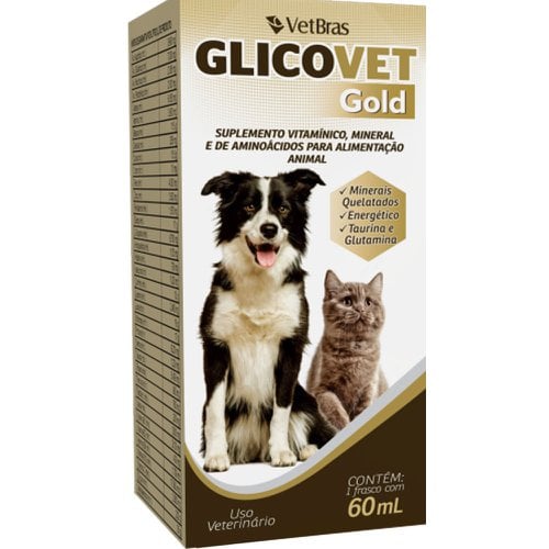 Glicovet Gold 60 mL - Vetbras | Suplemento vitamínico para alimentação animal Glicovet Gold 60 mL - Vetbras | Suplemento vitamínico para alimentação animal