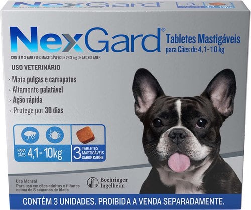Nexgard: Antiparasitário oral contra pulgas e carrapatos em cães de 4,1 a 10 kg Nexgard: Antiparasitário oral contra pulgas e carrapatos em cães de 4,1 a 10 kg