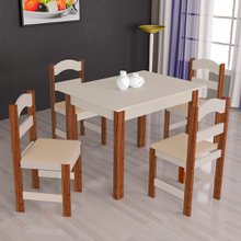 Conjunto de Mesa Com 4 Cadeiras Para Cozinha Tampo Retangular 1,06m Praiana Araúna Off White e Bege