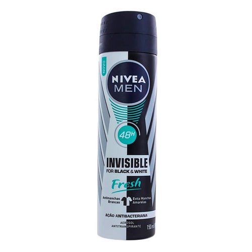 Desodorante Aerossol Nivea Black White Fresh Men 150ml Desodorante Aerossol Nivea Black White Fresh Men 150ml