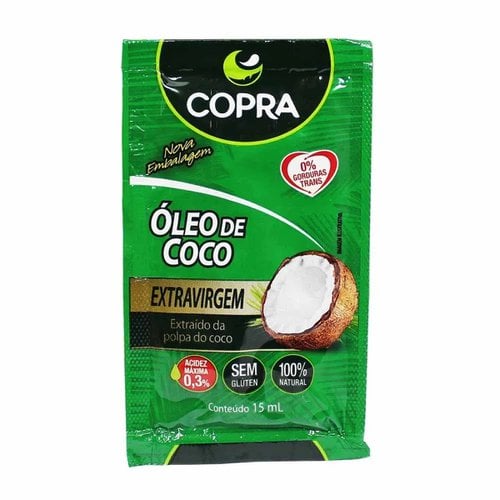 Óleo de Coco Extra - Virgem Copra Sachê 15ml Óleo de Coco Extra - Virgem Copra Sachê 15ml