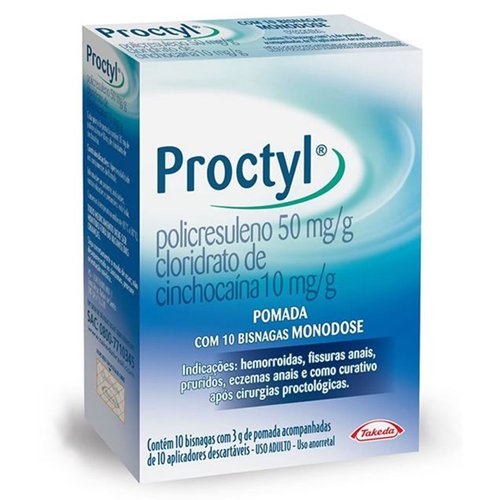 Proctyl Monodose Com 10 Bisnagas De 3G + 10 Aplicadores Descartáveis Proctyl Monodose Com 10 Bisnagas De 3G + 10 Aplicadores Descartáveis