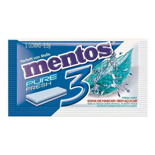 Chiclete Mentos Mint 3 8,5g Chiclete Mentos Mint 3 8,5g