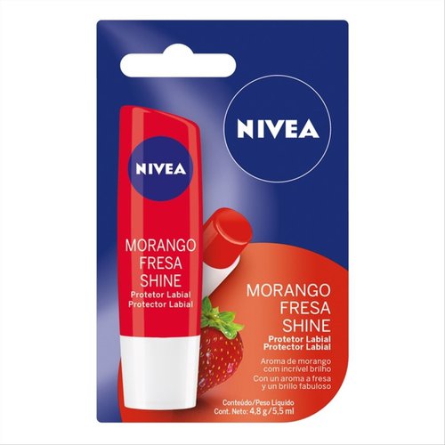 Hidratante Labial Nivea Morango Shine 4,8g Hidratante Labial Nivea Morango Shine 4,8g