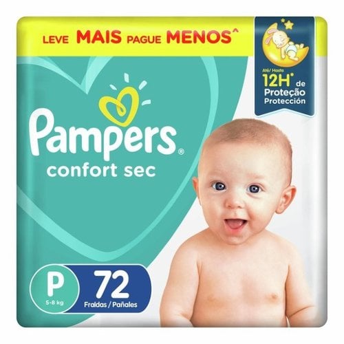 Fralda Infantil Pampers Confortsec Fortebag Tamanho P Com 72 Unidades Fralda Infantil Pampers Confortsec Fortebag Tamanho P Com 72 Unidades