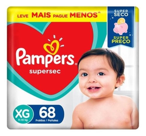 Fralda Infantil Pampers Supersec Tamanho XG Com 68 Unidades Fralda Infantil Pampers Supersec Tamanho XG Com 68 Unidades
