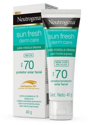 Protetor Solar Facial Neutrogena Sun Fresh Derm Care Oil FPS70 Sem Cor Com 40g Protetor Solar Facial Neutrogena Sun Fresh Derm Care Oil FPS70 Sem Cor Com 40g