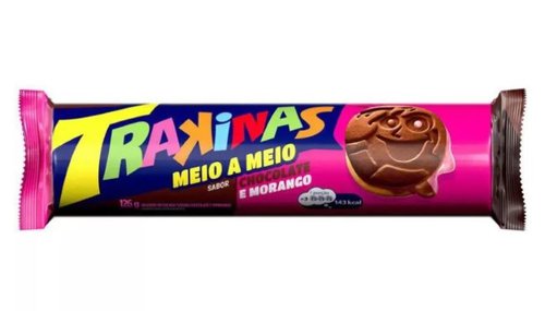Biscoito Trakinas Meio a Meio Chocolate e Morango 126g Biscoito Trakinas Meio a Meio Chocolate e Morango 126g