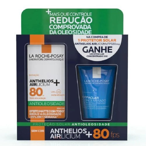 Kit La Roche Posay Protetor Solar Anthelios Airlicium FPS80 40g + gel de Limpeza Effaclar Concentrado 50g Kit La Roche Posay Protetor Solar Anthelios Airlicium FPS80 40g + gel de Limpeza Effaclar Concentrado 50g