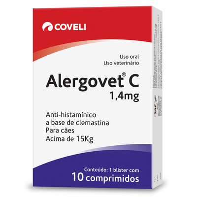 Antialérgico Coveli Alergovet C 1,4mg para Cães acima de 15kg Antialérgico Coveli Alergovet C 1,4mg para Cães acima de 15kg