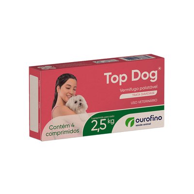 Vermífugo Ourofino Top Dog Palatável para Cães de até 2,5kg Vermífugo Ourofino Top Dog Palatável para Cães de até 2,5kg