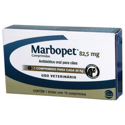 Antibiótico Ceva Marbopet 82.5 Mg - 10 Comprimidos Antibiótico Ceva Marbopet 82.5 Mg - 10 Comprimidos