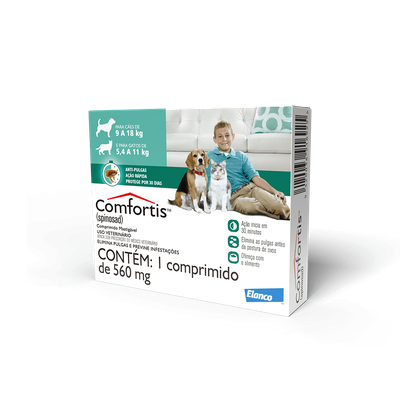 Antipulgas Elanco Comfortis 560 Mg Para Cães De 9 A 18 Kg E Gatos De 5.5 A 11 Kg - 560 Mg Antipulgas Elanco Comfortis 560 Mg Para Cães De 9 A 18 Kg E Gatos De 5.5 A 11 Kg - 560 Mg