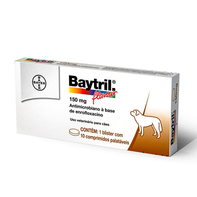 Antibiótico Elanco Baytril Flavour Enrofloxacino 150mg para Cães e Gatos Antibiótico Elanco Baytril Flavour Enrofloxacino 150mg para Cães e Gatos