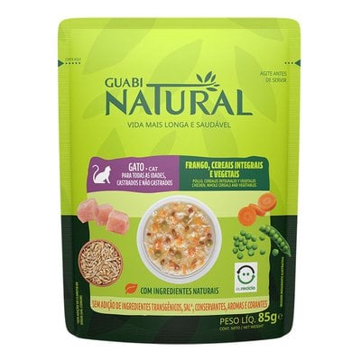 Ração Úmida Sachê Guabi Natural Frango, Cereais Integrais e Vegetais para Gatos Ração Úmida Sachê Guabi Natural Frango, Cereais Integrais e Vegetais para Gatos