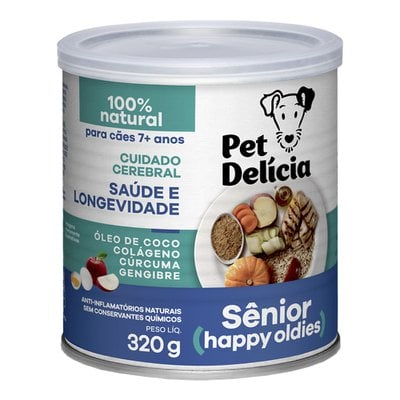 Ração Úmida Lata Pet Delícia Natural Sênior (Happy Oldies) Saúde e Longevidade para Cães Idosos 7+ Anos Ração Úmida Lata Pet Delícia Natural Sênior (Happy Oldies) Saúde e Longevidade para Cães Idosos 7+ Anos