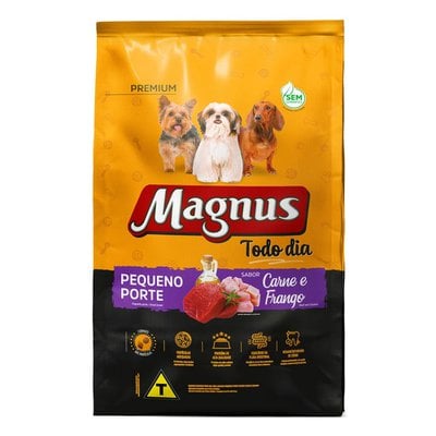 Ração Seca Magnus Premium Todo Dia Sabor Carne e Frango para Cães Adultos Pequeno Porte Ração Seca Magnus Premium Todo Dia Sabor Carne e Frango para Cães Adultos Pequeno Porte
