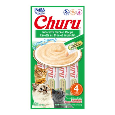 Petisco Inaba Purê Churu Sabor Atum com Galinha para Gatos Petisco Inaba Purê Churu Sabor Atum com Galinha para Gatos