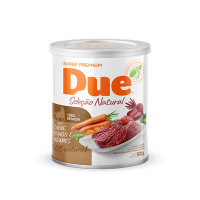 Ração Úmida Lata Due Seleção Natural Carne, Frango e Legumes para Cães Sênior Ração Úmida Lata Due Seleção Natural Carne, Frango e Legumes para Cães Sênior
