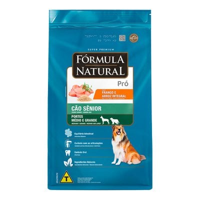 Ração Seca Fórmula Natural Pró Frango e Arroz Integral para Cães Sênior Portes Médio e Grande Ração Seca Fórmula Natural Pró Frango e Arroz Integral para Cães Sênior Portes Médio e Grande