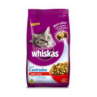 Ração Whiskas Carne 1 Anos Para Gatos Castrados - 500 G